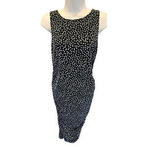 A pea in the pod maternity black white confetti sleevless summer ruched dress M
